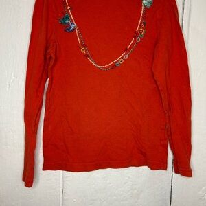 Crazy 8 Red Embroidered Long Sleeve Top